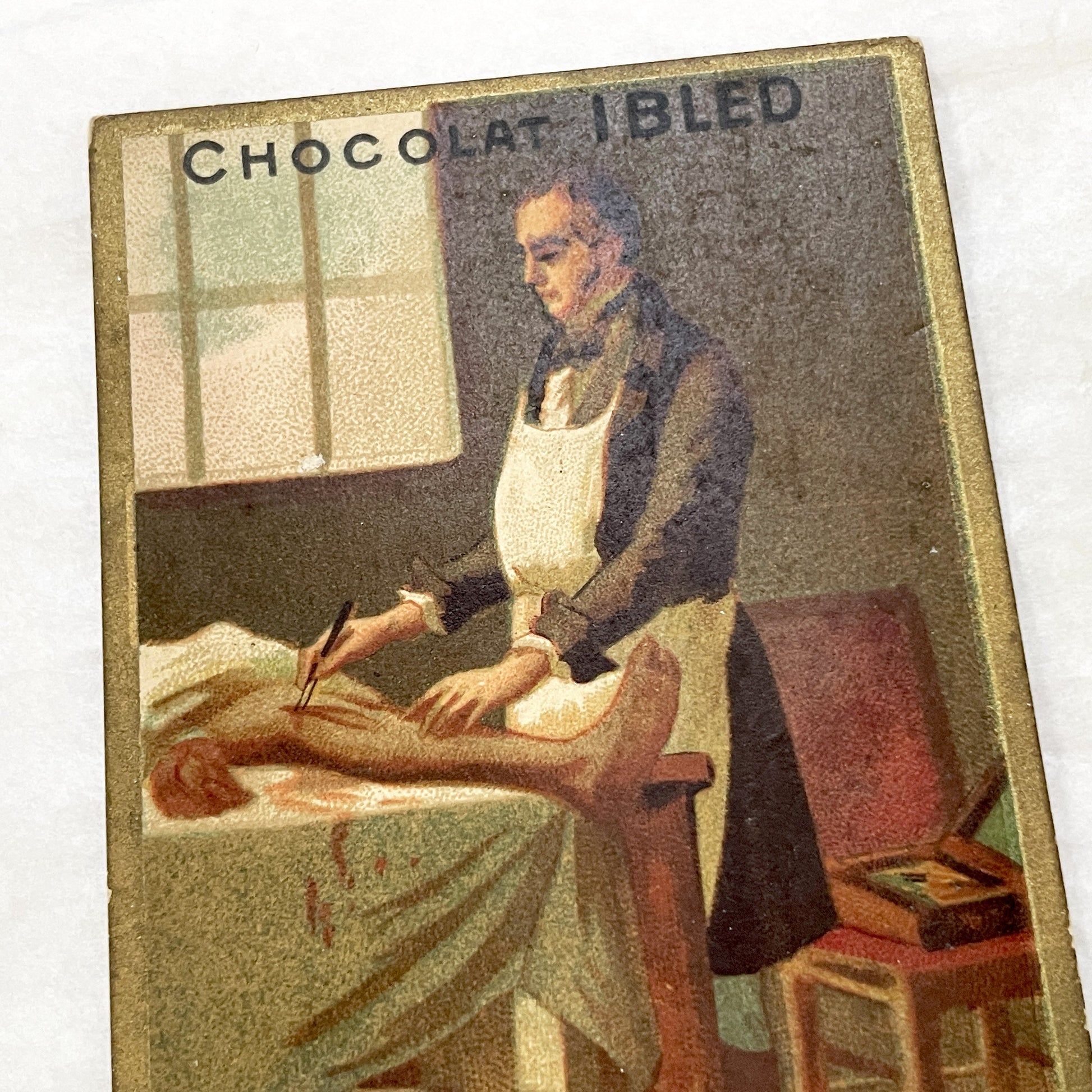 Late 19th - 2 Chocolat Trade Cards - Isaac Newton - Bichat - French Advertising Ephemera - Collectible Chocolate - Historical Figures