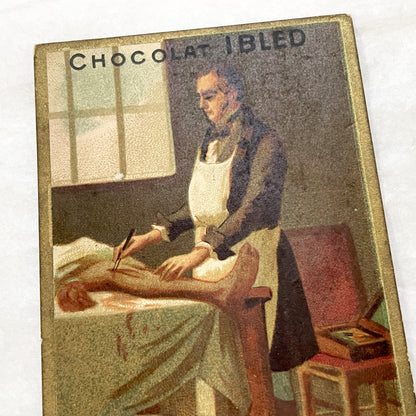 Late 19th - 2 Chocolat Trade Cards - Isaac Newton - Bichat - French Advertising Ephemera - Collectible Chocolate - Historical Figures