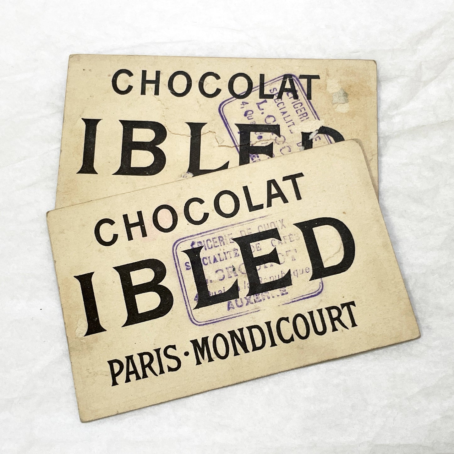 Late 19th - 2 Chocolat Trade Cards - Isaac Newton - Bichat - French Advertising Ephemera - Collectible Chocolate - Historical Figures