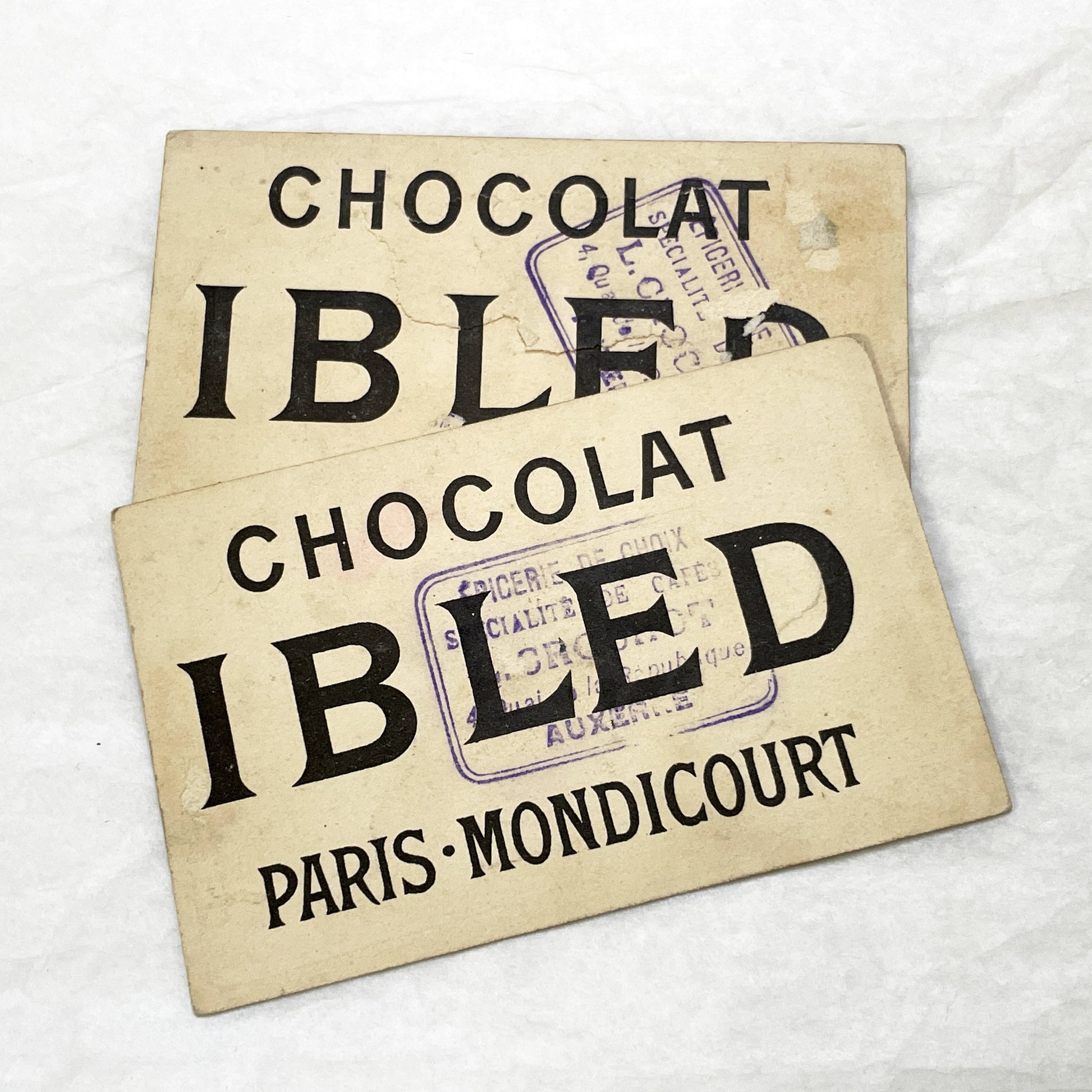 Late 19th - 2 Chocolat Trade Cards - Isaac Newton - Bichat - French Advertising Ephemera - Collectible Chocolate - Historical Figures