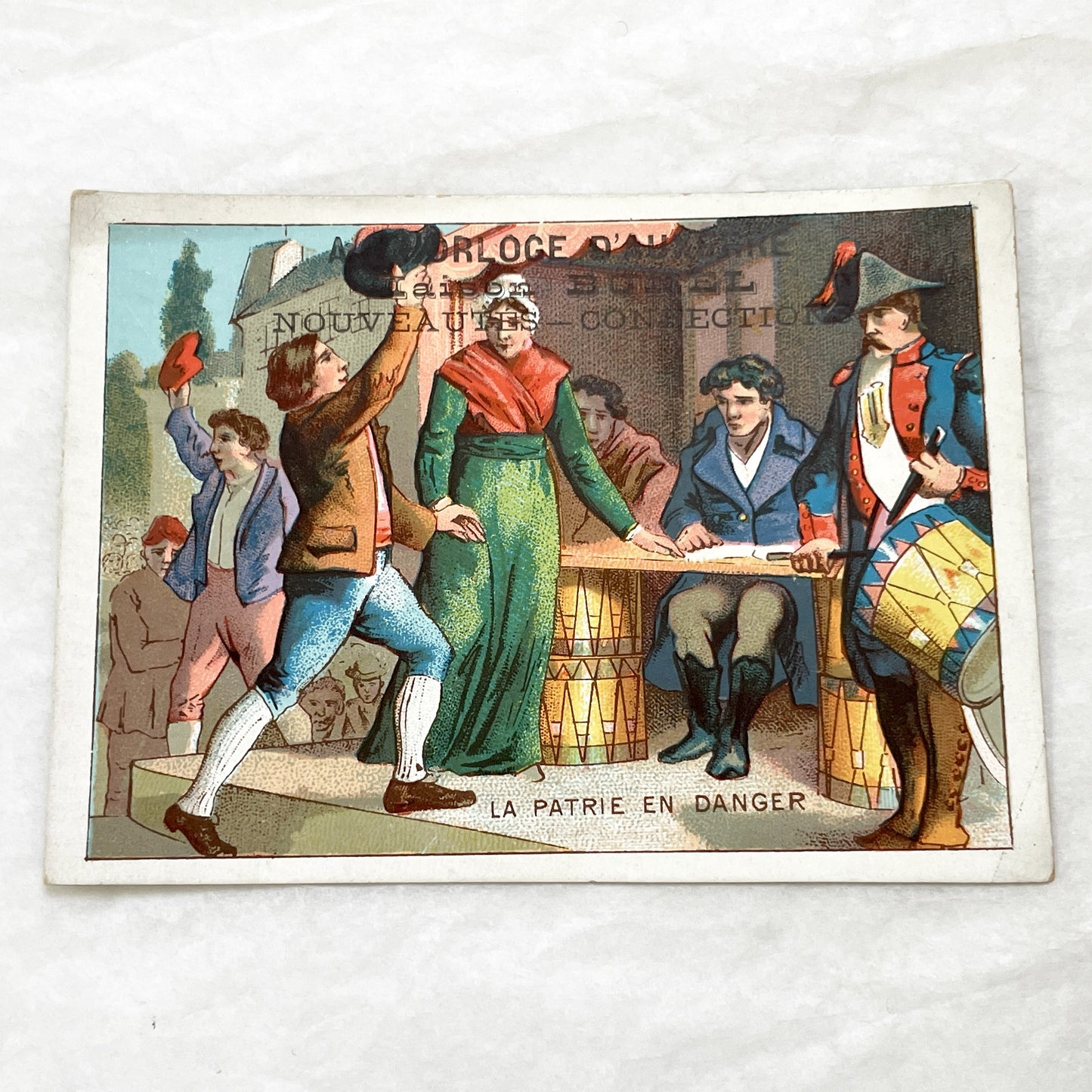 Late 19th - French Revolution Chromo Card - La Patrie en Danger Historic Illustration - French History Collectible - Vintage Art Print