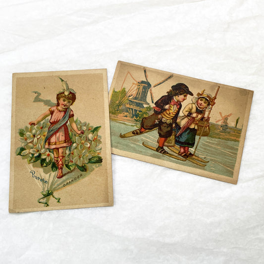 Late 19th - 2 Vintage French Trade Cards - Advertising Williot Fils Chicory - Collectible Victorian Ephemera - Set of Two Antique Prints