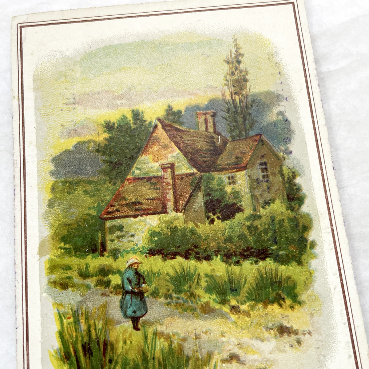 Late 19th - 2 Antique French Advertising Trade Cards - Chromolithography - Coiffeur-Parfumeur A. Hugot Auxerre - Vintage Ephemera Art