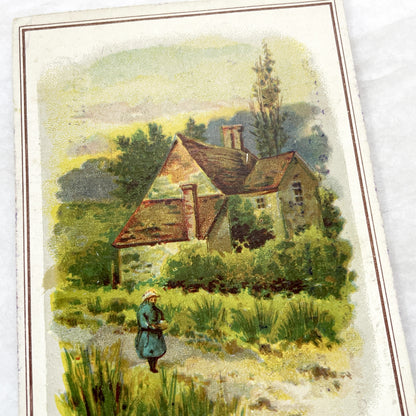 Late 19th - 2 Antique French Advertising Trade Cards - Chromolithography - Coiffeur-Parfumeur A. Hugot Auxerre - Vintage Ephemera Art
