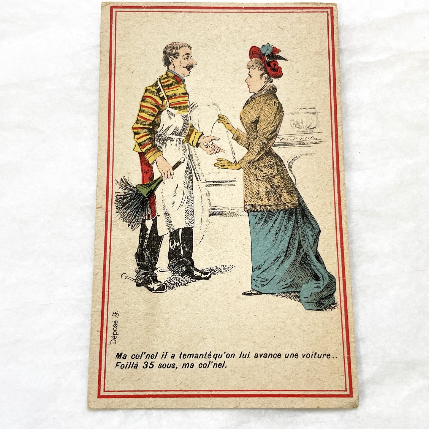 1900s - 3 French Advertising Cards - Humorous Chromos - Vintage Parisian Dry Cleaner Business Cards - Collectible Ephemera