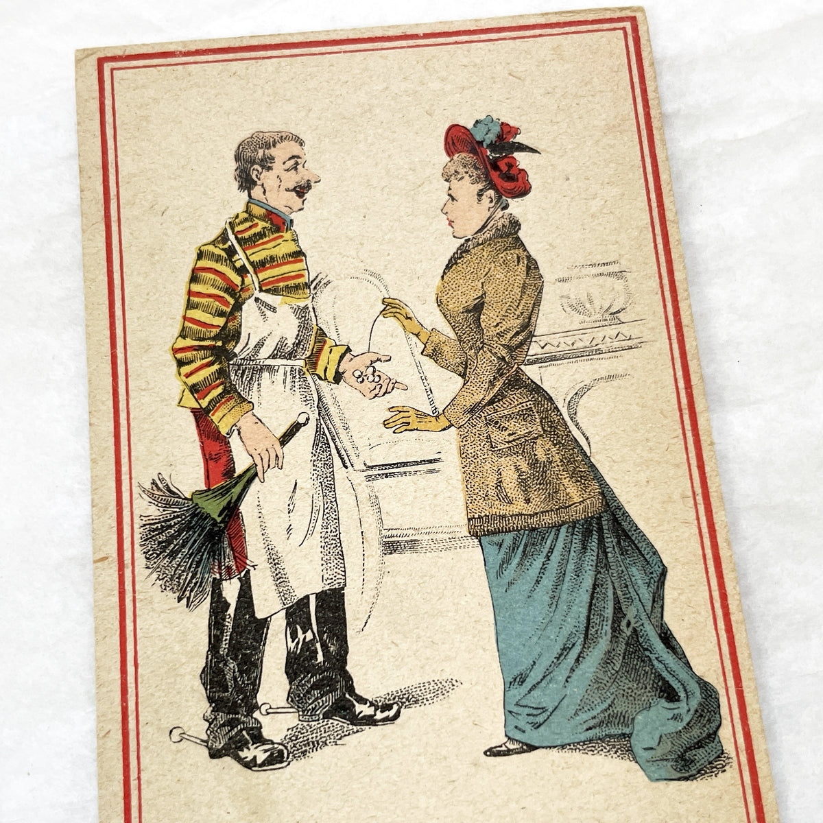 1900s - 3 French Advertising Cards - Humorous Chromos - Vintage Parisian Dry Cleaner Business Cards - Collectible Ephemera