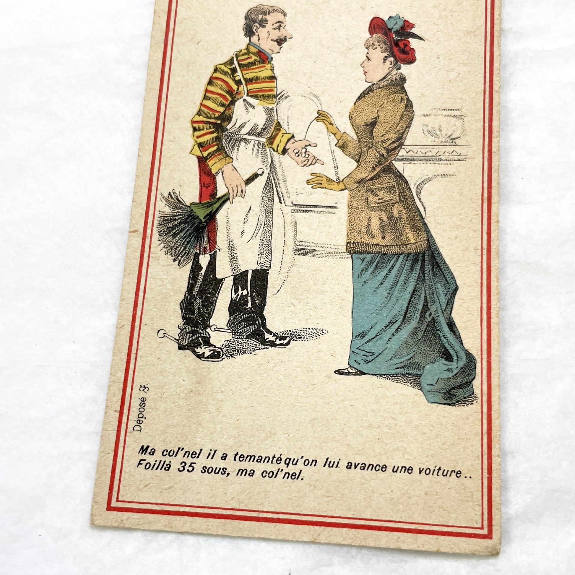 1900s - 3 French Advertising Cards - Humorous Chromos - Vintage Parisian Dry Cleaner Business Cards - Collectible Ephemera