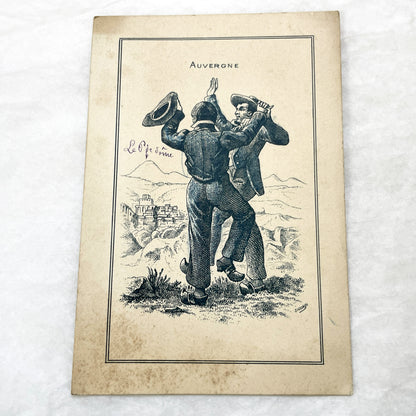 Late 19th - Auvergne Advertising Card - Vintage French Folk Dance Illustration - Melle Céline Mestre Trade Card - Châtel-Guyon Ephemera