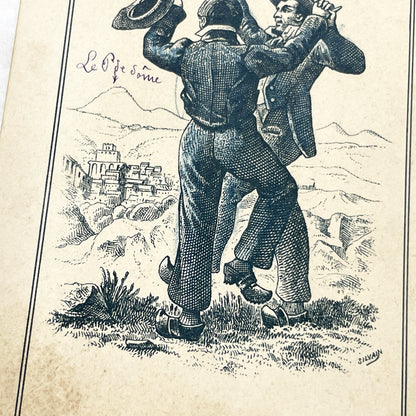 Late 19th - Auvergne Advertising Card - Vintage French Folk Dance Illustration - Melle Céline Mestre Trade Card - Châtel-Guyon Ephemera