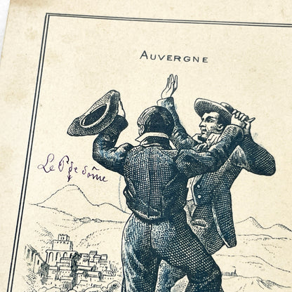 Late 19th - Auvergne Advertising Card - Vintage French Folk Dance Illustration - Melle Céline Mestre Trade Card - Châtel-Guyon Ephemera