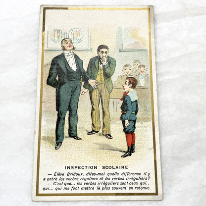 Late 19th - 4 French Advertising Trade Cards - Humorous Illustrated Chromos - Vintage Grocery Store Ephemera - A. Larrivé Auxerre