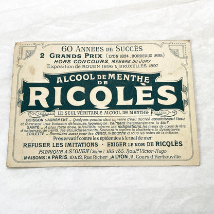 Late 19th - Ricqlès Peppermint Alcohol Advertising Trade Card with Desert Sahara Scene - Vintage French Chromo Collectible