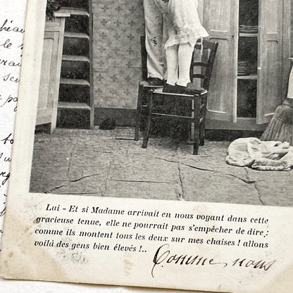 1900s - Vintage French Humorous Postcard - Risque Photo - Soldier & Woman - Belle Epoque Era - Collectible Militaria - Antique Ephemera