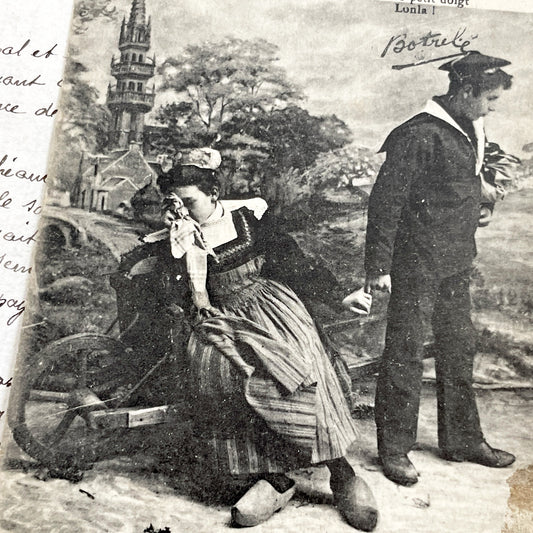 1910s - Vintage French Postcard - Theodore Botrel Breton Sailor Farewell - E. Harmonic Illustration - Collectible Paper Ephemera