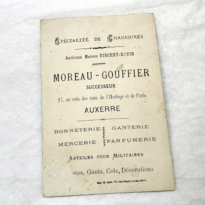 Late 19th - French Advertising Card - Chromolithograph Baby & Fly Illustration - Auxerre Store Advertisement - Vintage Ephemera