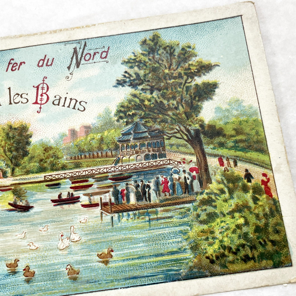 1900s - Vintage French Enghien Les Bains Railway Promotional Card - Chemin De Fer Du Nord Travel Advertisement - Antique Train Schedule