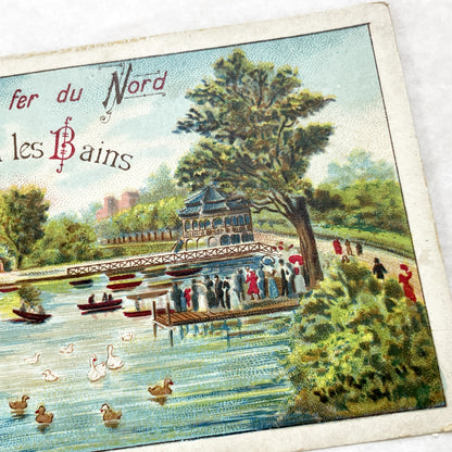 1900s - Vintage French Enghien Les Bains Railway Promotional Card - Chemin De Fer Du Nord Travel Advertisement - Antique Train Schedule
