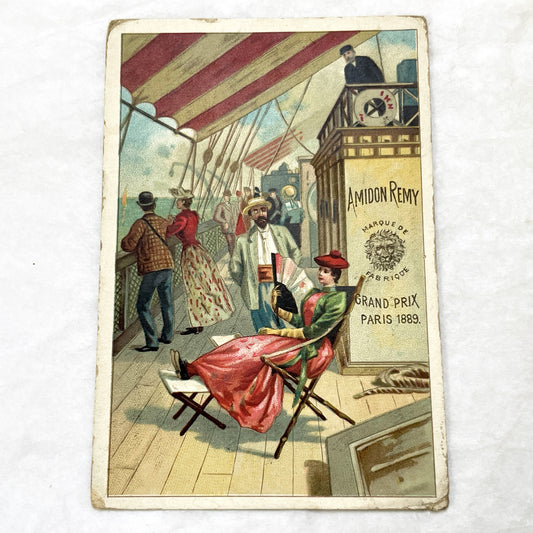 Late 19th - Amidon Remy Vintage Advertising Chromo Card - Grand Prix Paris 1889 - Antique French Print - Nautical Theme - Collectible