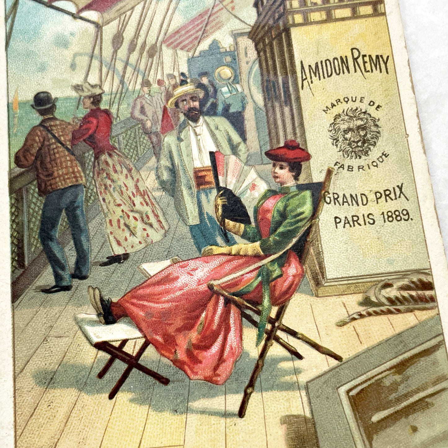 Late 19th - Amidon Remy Vintage Advertising Chromo Card - Grand Prix Paris 1889 - Antique French Print - Nautical Theme - Collectible