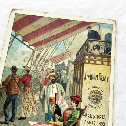 Late 19th - Amidon Remy Vintage Advertising Chromo Card - Grand Prix Paris 1889 - Antique French Print - Nautical Theme - Collectible