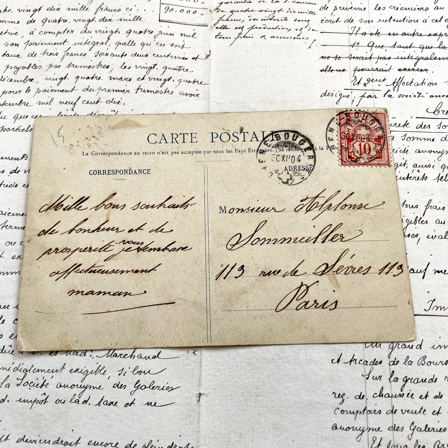 1900s - Antique French New Year Postcard - Allegorical Scene - Father Time - 1905 Child - Old Year 1904 - Collectible Card