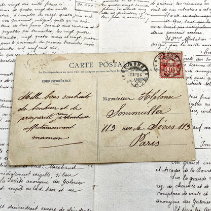 1900s - Antique French New Year Postcard - Allegorical Scene - Father Time - 1905 Child - Old Year 1904 - Collectible Card