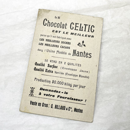 1910s - Vintage French Advertising Card - Chocolat Celtic Nantes Boy - Early 20th Century Confectionery Promotion - Collectible Ephemera