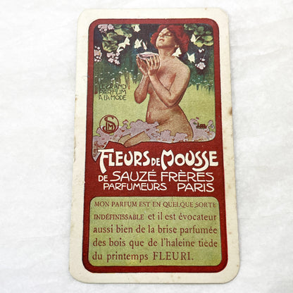 1900s - Vintage French Perfume Advertising Card - 'Fleurs de Mousse' by Sauzé Frères Paris - Art Nouveau - Maison Tambutté Coiffeur
