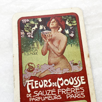 1900s - Vintage French Perfume Advertising Card - 'Fleurs de Mousse' by Sauzé Frères Paris - Art Nouveau - Maison Tambutté Coiffeur