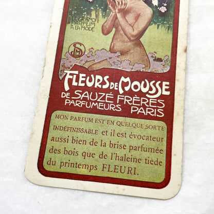1900s - Vintage French Perfume Advertising Card - 'Fleurs de Mousse' by Sauzé Frères Paris - Art Nouveau - Maison Tambutté Coiffeur