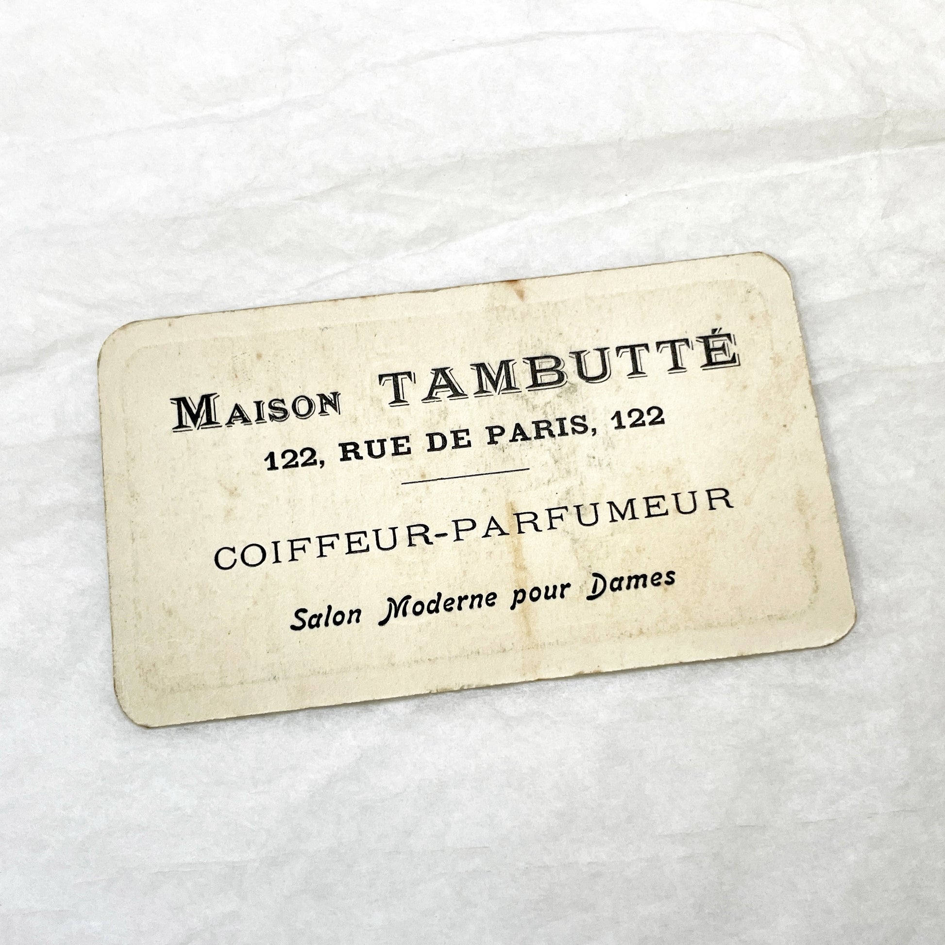 1900s - Vintage French Perfume Advertising Card - 'Fleurs de Mousse' by Sauzé Frères Paris - Art Nouveau - Maison Tambutté Coiffeur