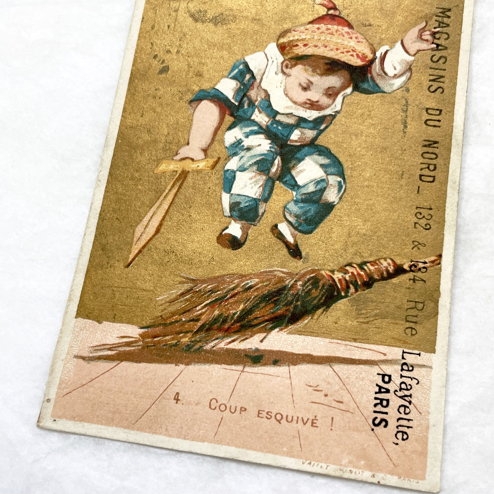 Late 19th - French Advertising Card - Chromo Trade Card - Paris Department Store Ephemera - Charming Child Figure - Antique Commercial Art