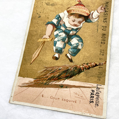 Late 19th - French Advertising Card - Chromo Trade Card - Paris Department Store Ephemera - Charming Child Figure - Antique Commercial Art