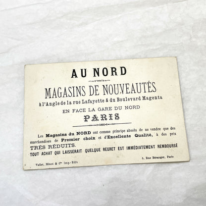 Late 19th - French Advertising Card - Chromo Trade Card - Paris Department Store Ephemera - Charming Child Figure - Antique Commercial Art