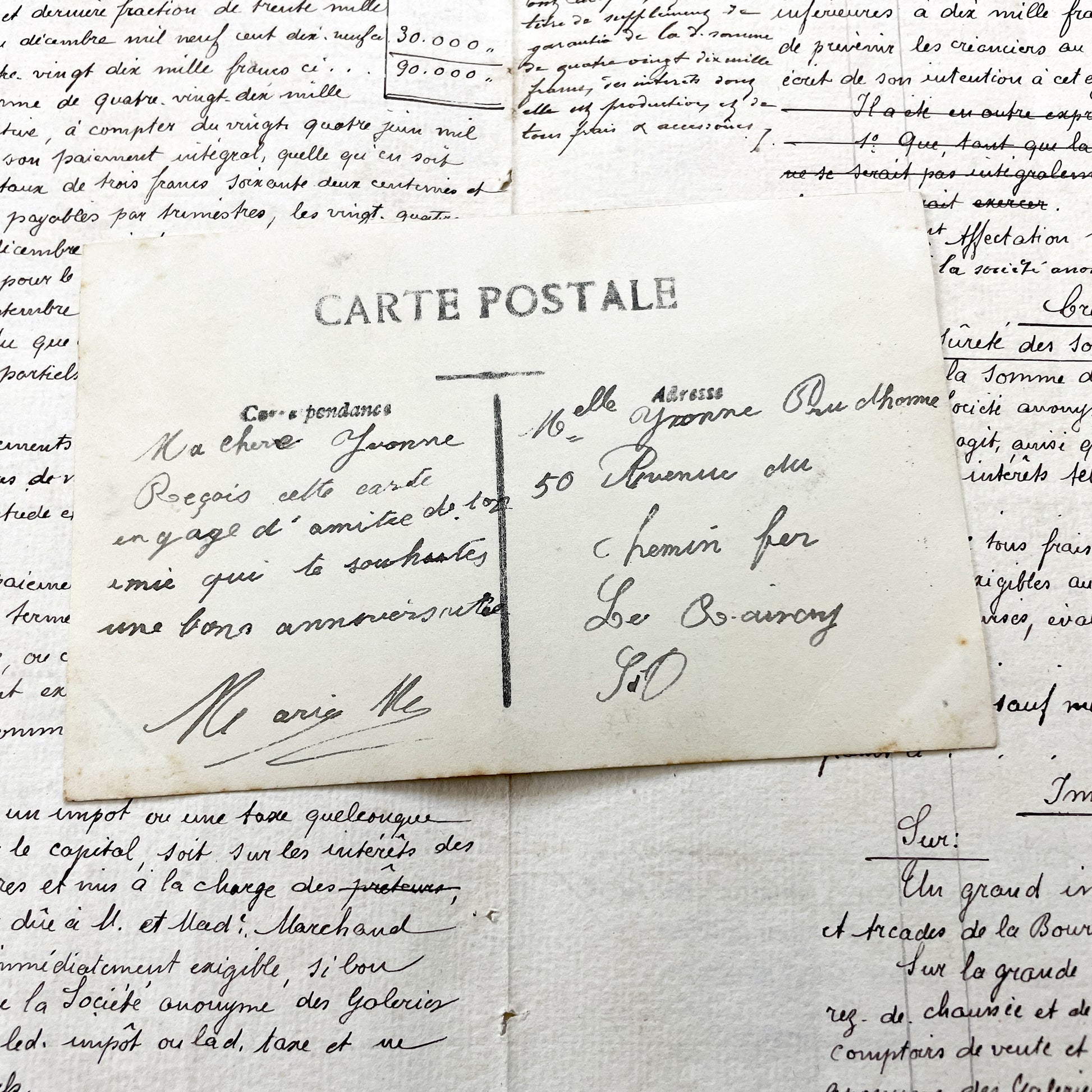 1910s - Vintage French Postcard - Edwardian Lady in Pink Dress - Bon Anniversaire - Happy Birthday - Antique Ephemera Paper Collectible