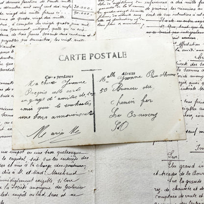 1910s - Vintage French Postcard - Edwardian Lady in Pink Dress - Bon Anniversaire - Happy Birthday - Antique Ephemera Paper Collectible