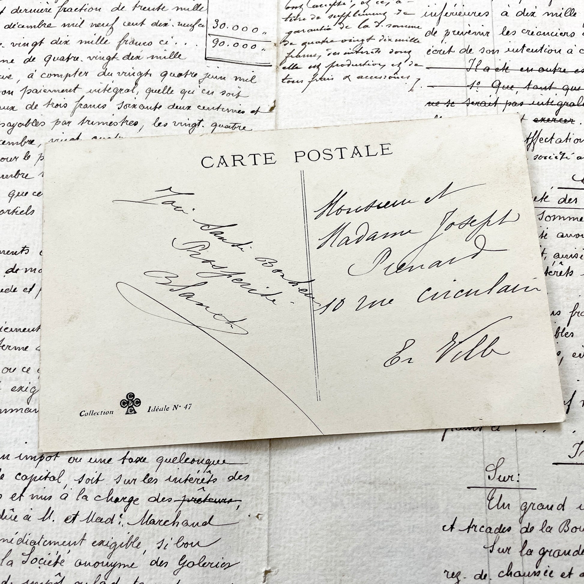 1910s - French Bonne Année Postcard - Antique Chromolithograph Children Illustration - Handwritten Postcard