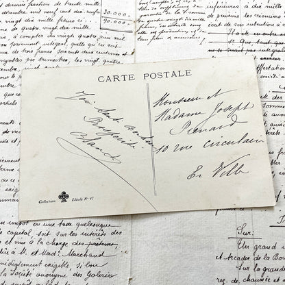 1910s - French Bonne Année Postcard - Antique Chromolithograph Children Illustration - Handwritten Postcard