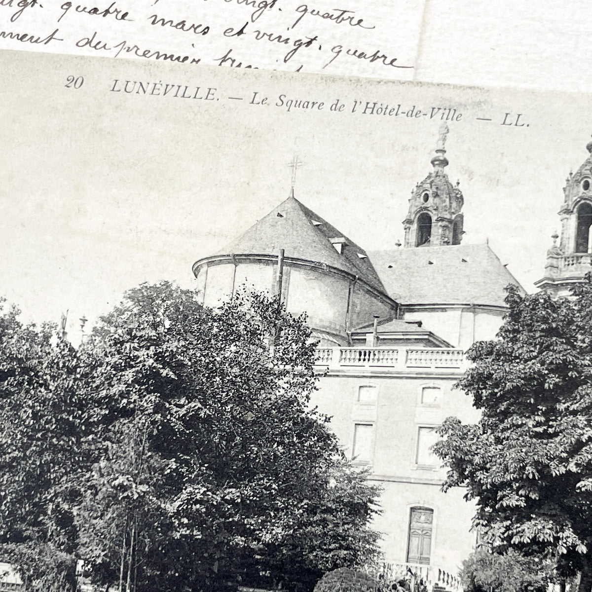 1910s - Vintage Lunéville Postcard - Historic Hôtel de Ville Square - French City View - Architectural Landmark Ephemera
