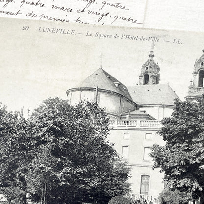1910s - Vintage Lunéville Postcard - Historic Hôtel de Ville Square - French City View - Architectural Landmark Ephemera