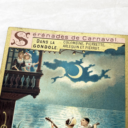 1900s - Advertising Card - Carnival Serenade - Commedia dell'arte - Harlequin Pierrot Columbine - Vintage Food Ephemera - Collectible Art