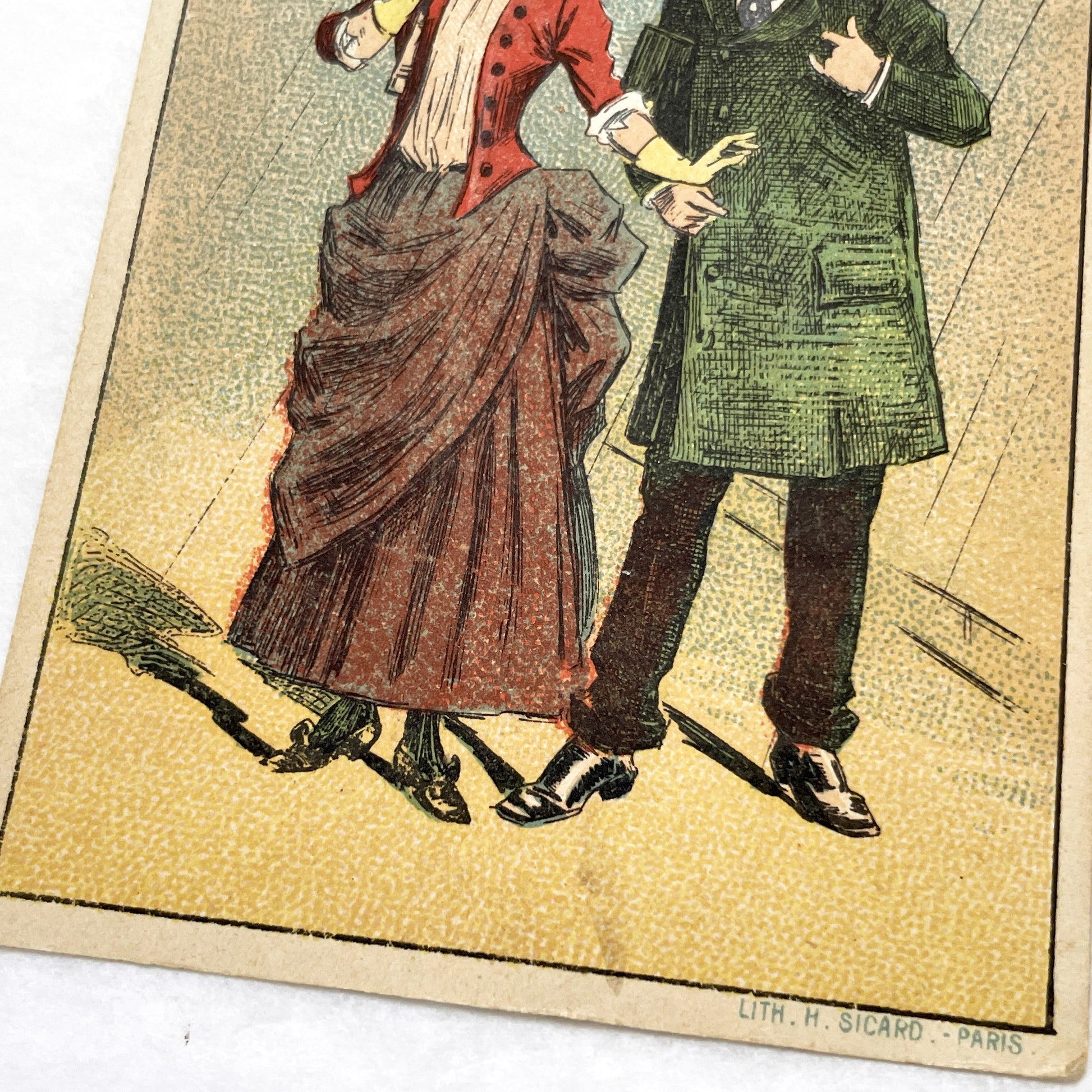 Late 19th - French Advertising Card - Nubian Shoe Polish Lithograph - Victorian Fashion Illustration - Paris Print Ephemera