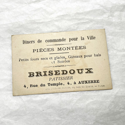 Late 19th - French Brisedoux Patissier Ad Card - Charming Children Illustration - Auxerre Bakery Trade Card - Vintage Ephemera