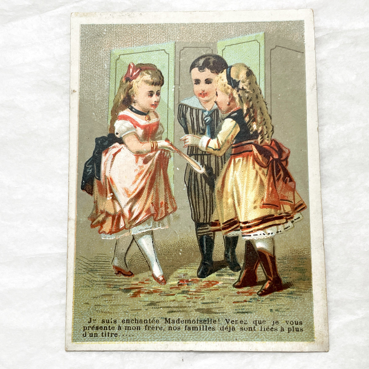 Late 19th - French Chromo Trade Card - Vintage Advertising Card with Children Illustration - Shoemaker - Collectible Ephemera