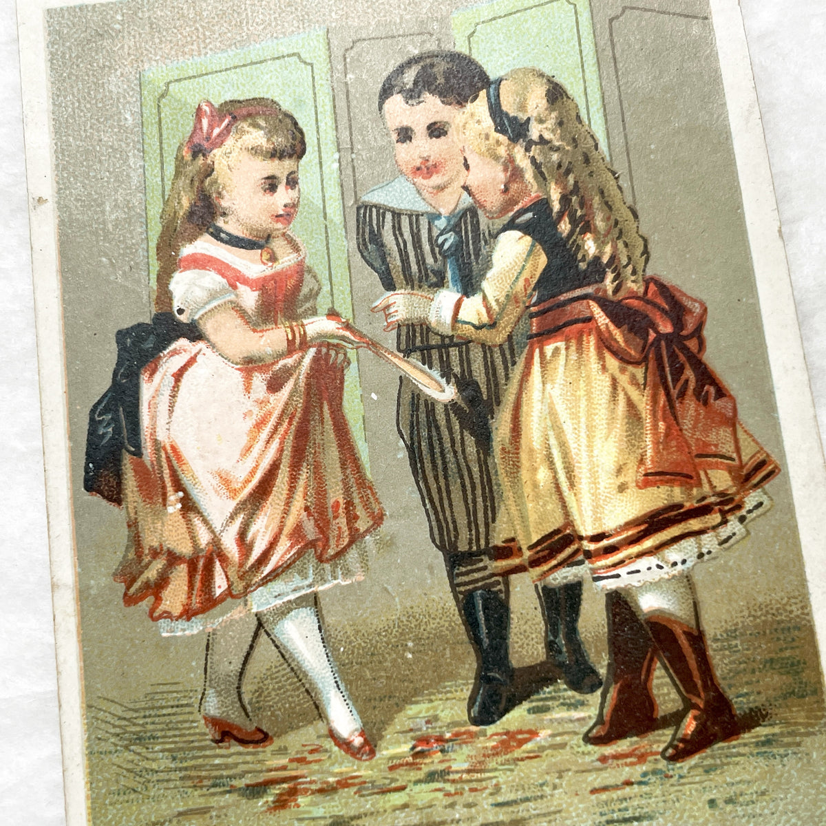 Late 19th - French Chromo Trade Card - Vintage Advertising Card with Children Illustration - Shoemaker - Collectible Ephemera