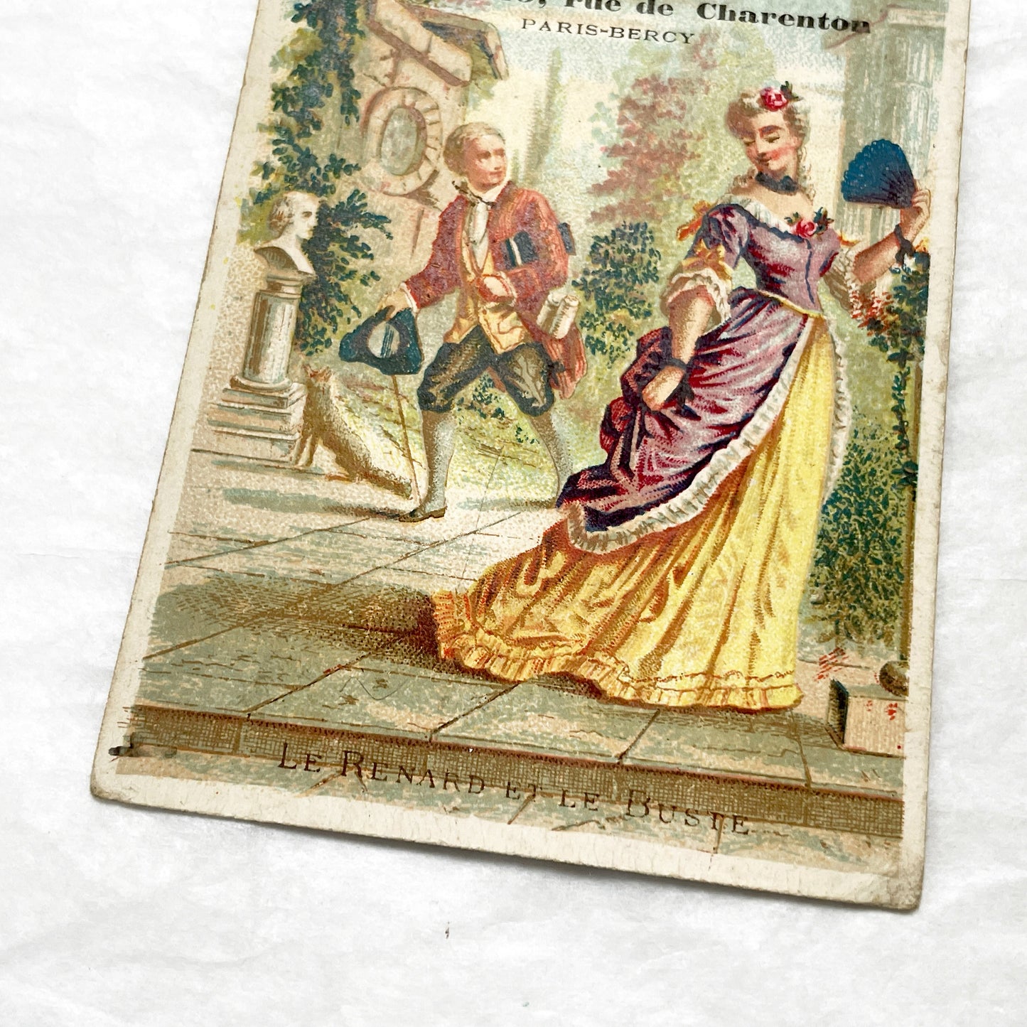 Late 19th - Parisian Advertising Trade Card - Rococo Style - French Department Store Ad Featuring Fable - Vintage Collectible