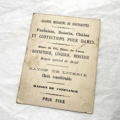 Late 19th - Parisian Advertising Trade Card - Rococo Style - French Department Store Ad Featuring Fable - Vintage Collectible
