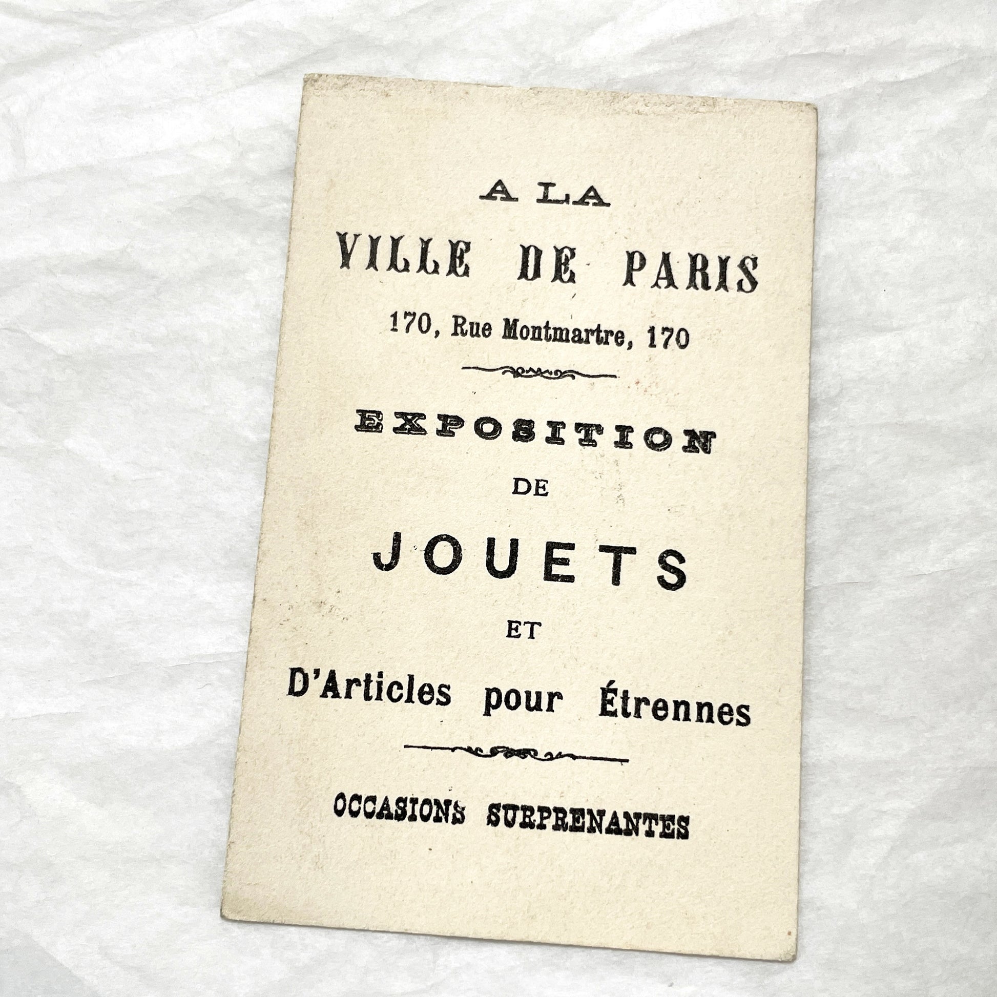 Late 19th - Vintage French Chromo Card - Japanese Children - Butterfly Dance - Advertising - Paris Department Store Ephemera