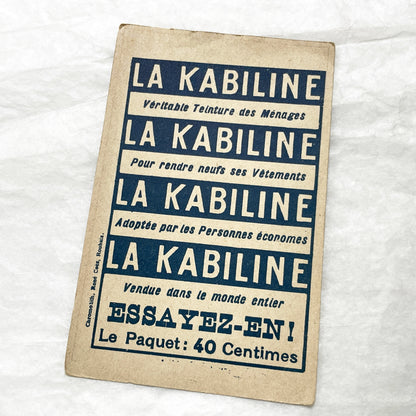 1900s - 2 Vintage French Advertising Trade Cards - Kabiline Dye Products - Charming Illustrations for Collectors and Crafters
