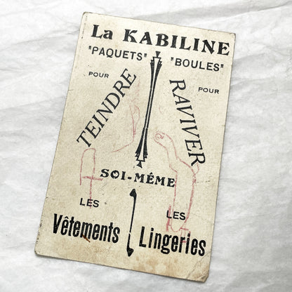 1900s - 2 Vintage French Advertising Trade Cards - Kabiline Dye Products - Charming Illustrations for Collectors and Crafters
